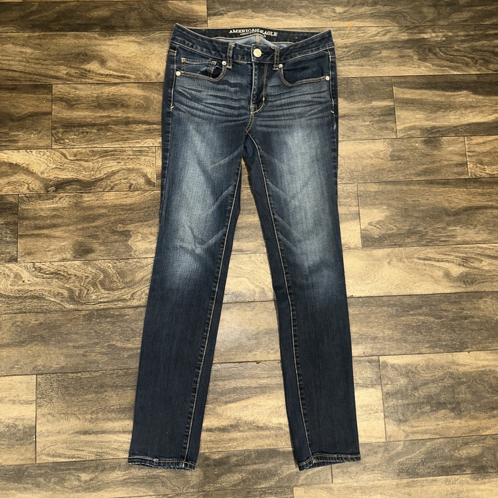 American Eagle Jeans Skinny Faded Dark Wash Denim Mid-Rise Women's Size 6